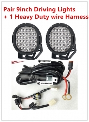 Pair 9 Inch 4WD Offroad Driving Lamps +Wiring Kits LED Spot Flood Combo Driving Lights